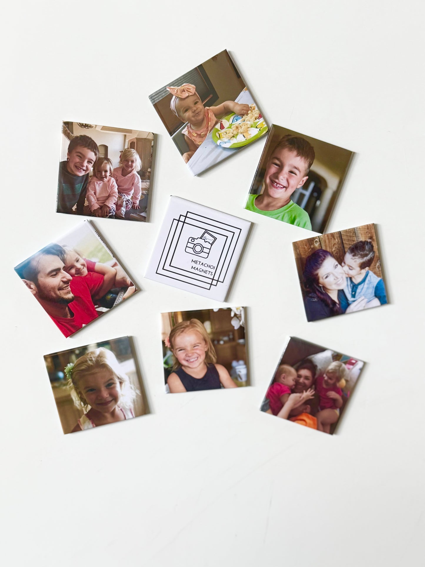 9 pack of personalized 2"x2" magnets