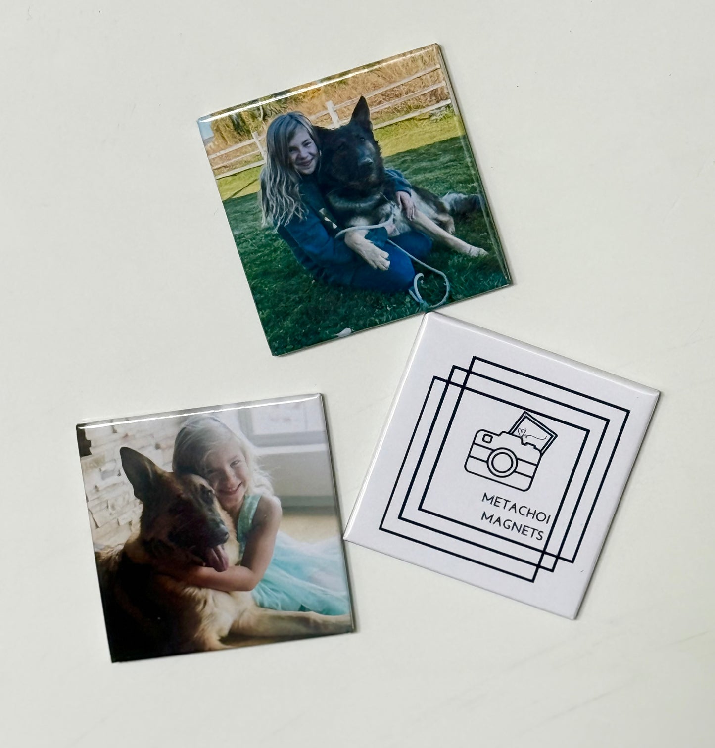 3 pack of personalized 2"x2" magnets