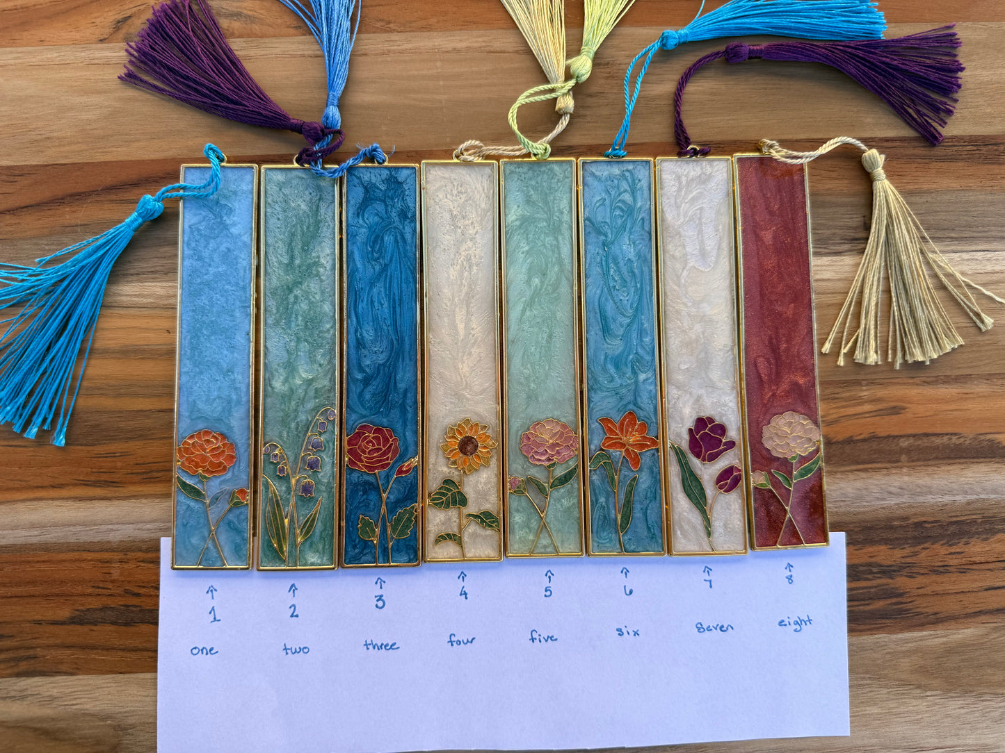 Handmade pigmented resin bookmark