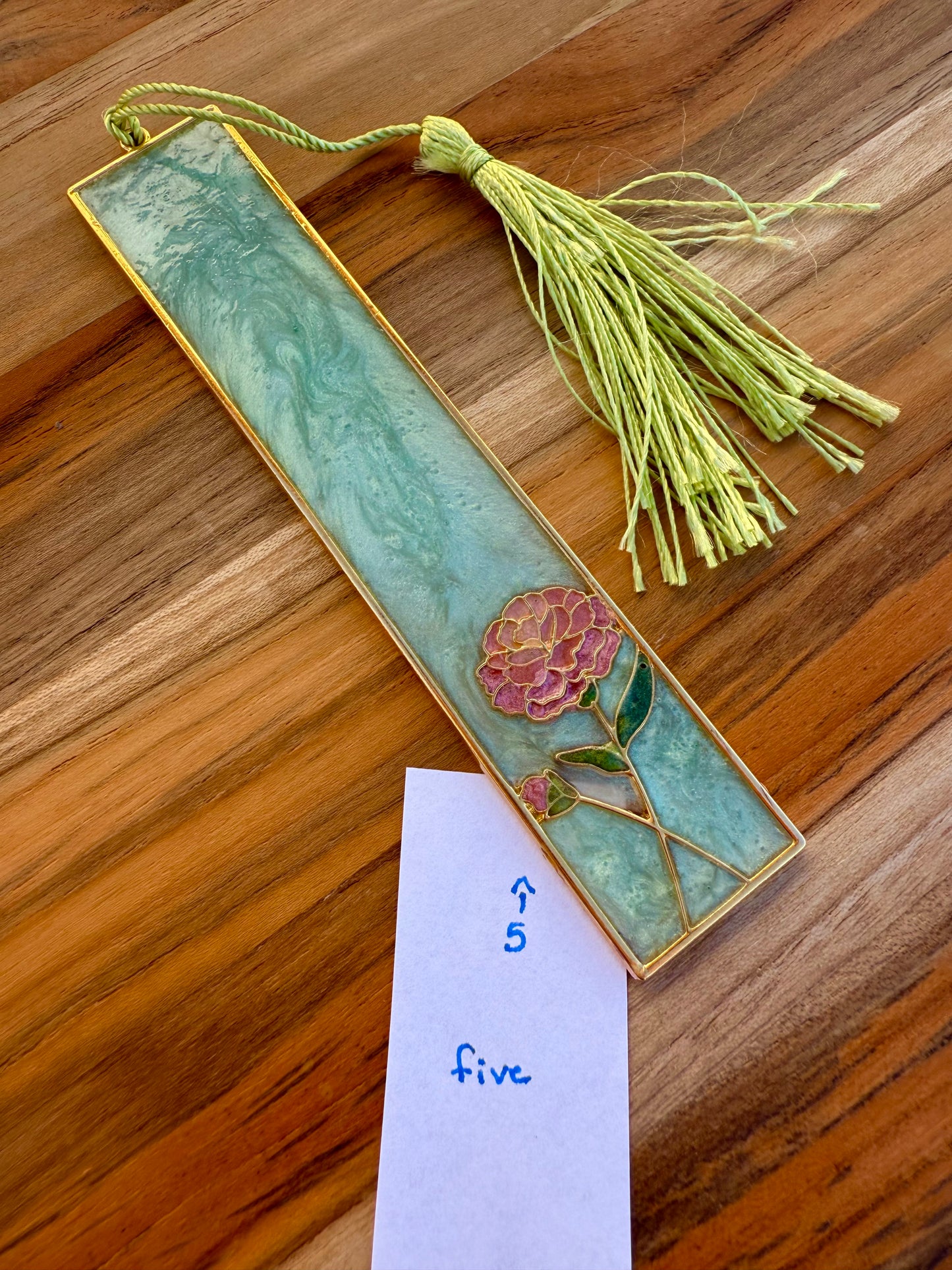 Handmade pigmented resin bookmark