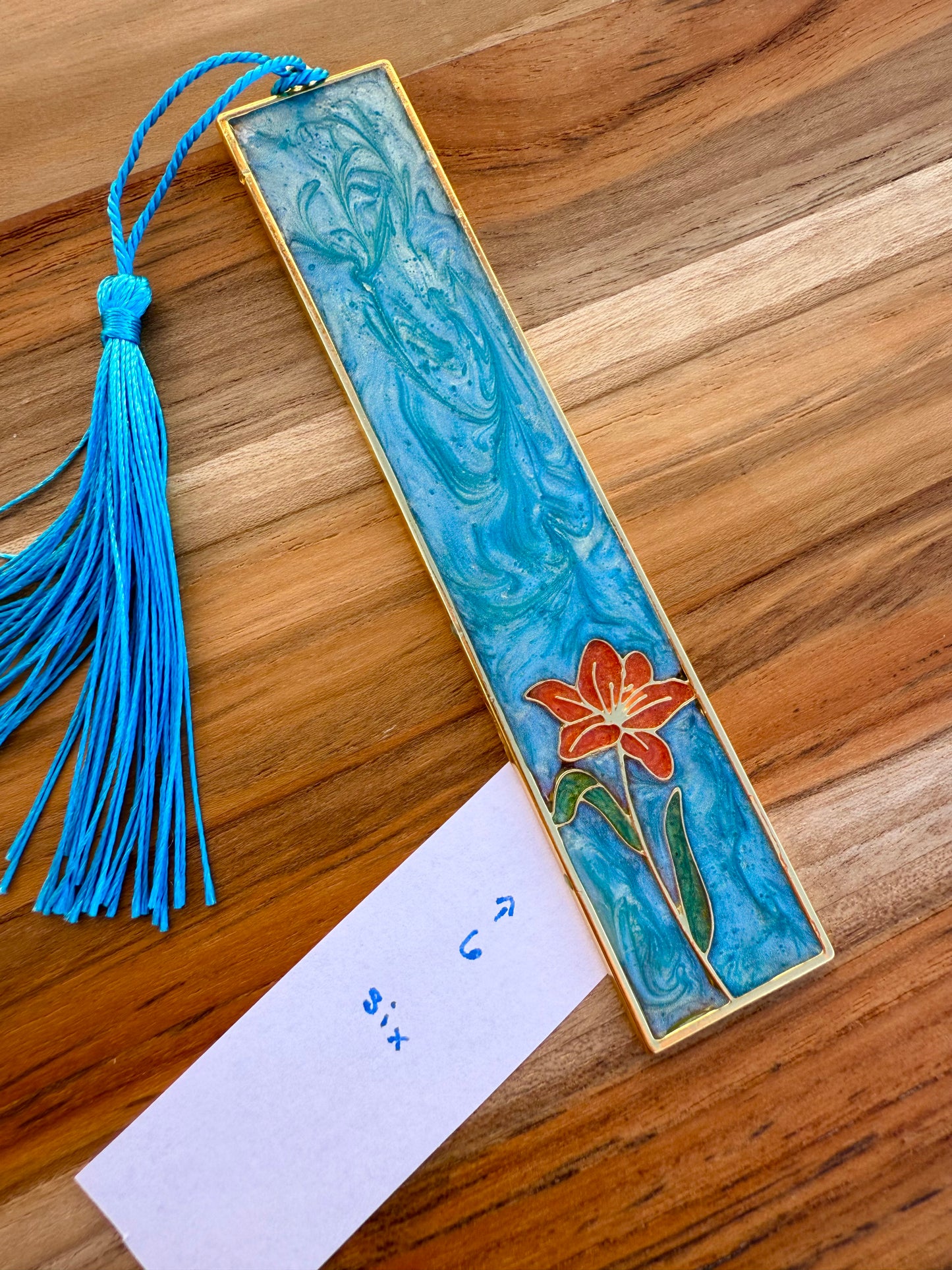 Handmade pigmented resin bookmark