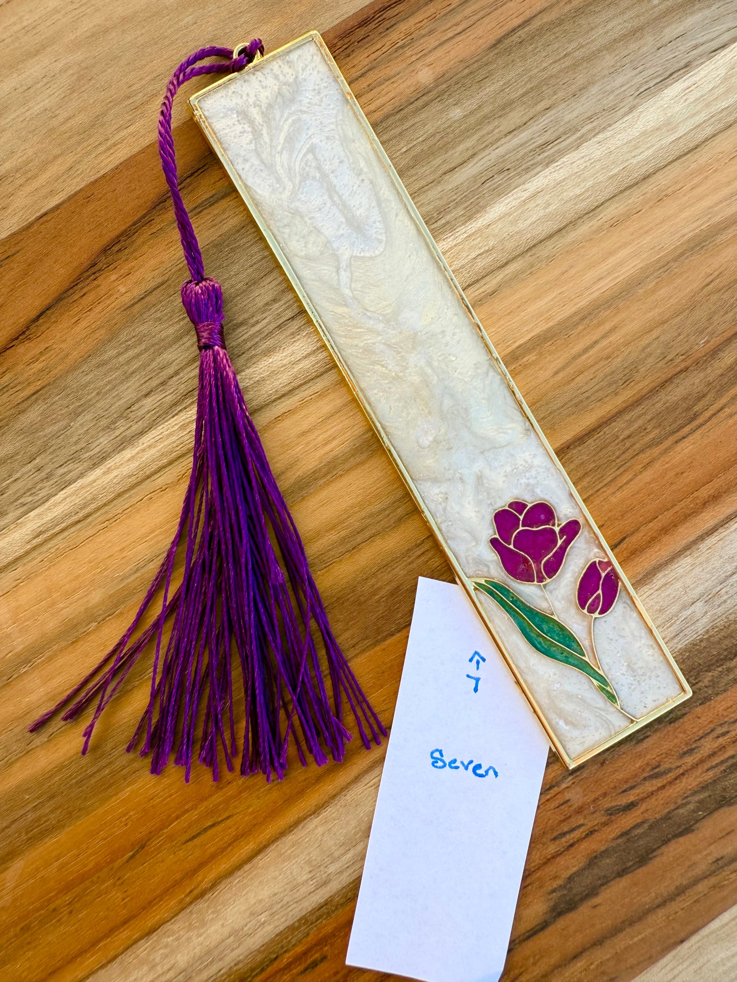 Handmade pigmented resin bookmark