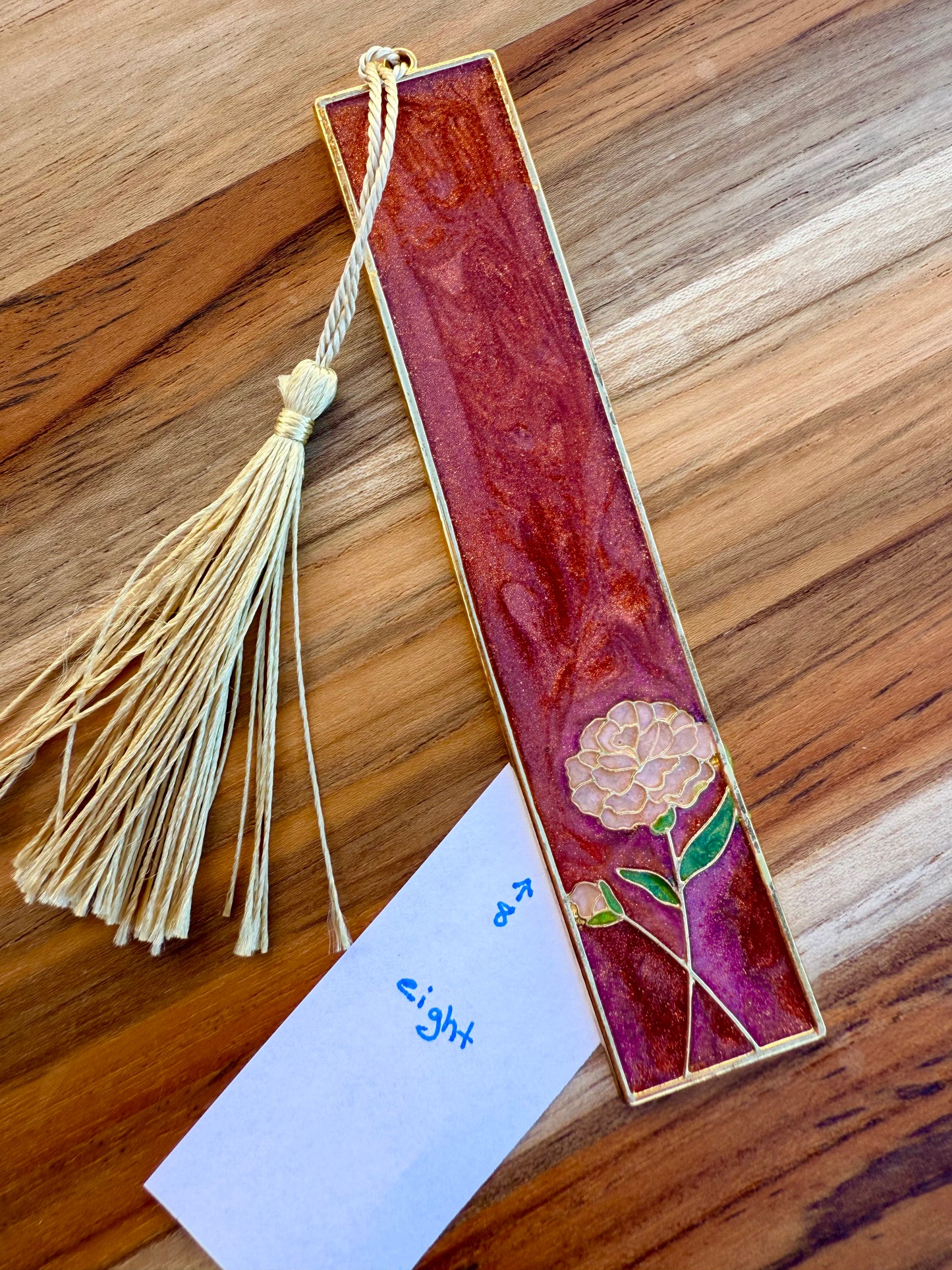 Handmade pigmented resin bookmark